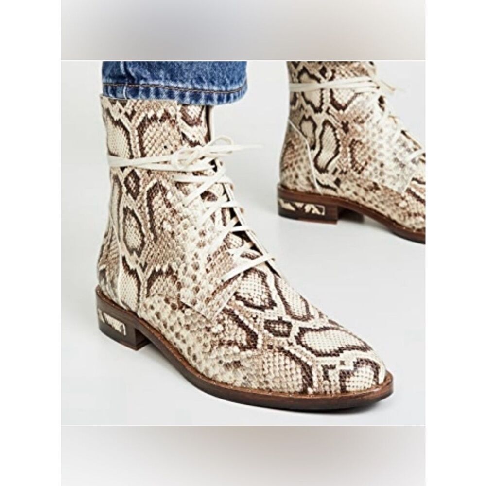 Freda Salvador Ralf Lace Up Boot in Vanilla Snake